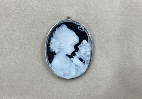 ブローチ兼ペンダントトップ K14WG 13.9g メノウ