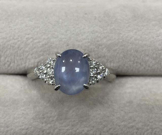 リング Pt900 5.7g スターサファイア 3.28ctダイヤ 0.23ct クラシック