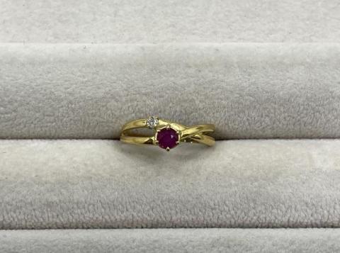 リング K18YG 1.7g ルビー ダイヤ