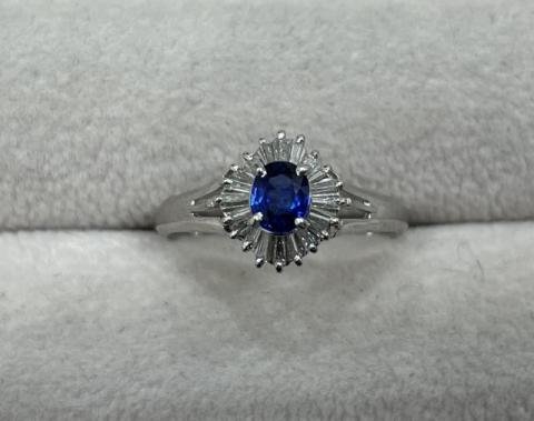 リング Pt900 3.2g サファイア 0.38ctダイヤ 0.30ct