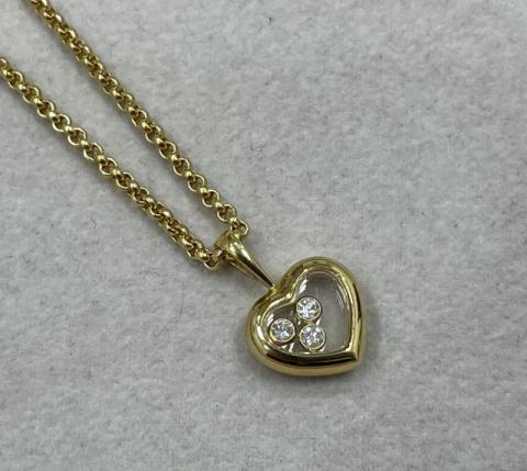 ショパール ハッピーダイヤ ネックレス K18YG/ガラス 11.5g ダイヤ ハート