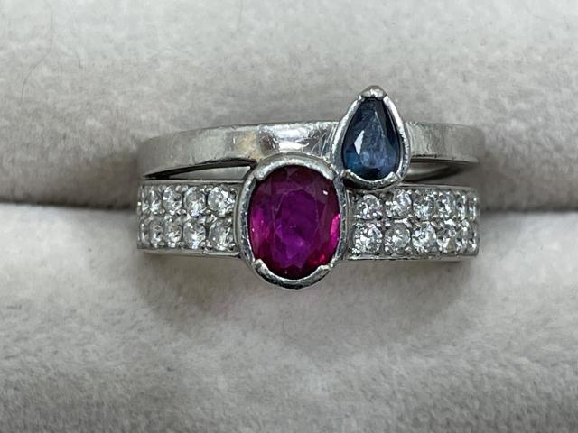 リング Pt900 15.9g ルビー 1.13ctアレキサンドライト 0.28ctダイヤ 0.635ct