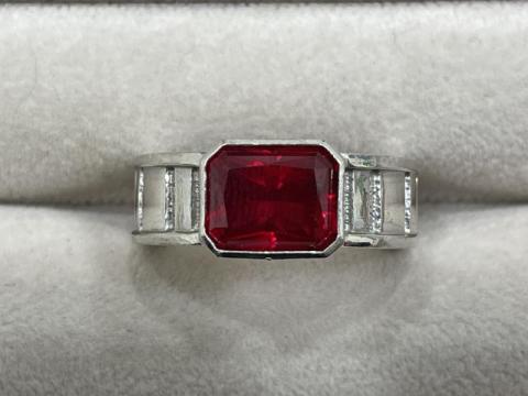 リング Pt950 24.0g 合成ルビー 4.50ct