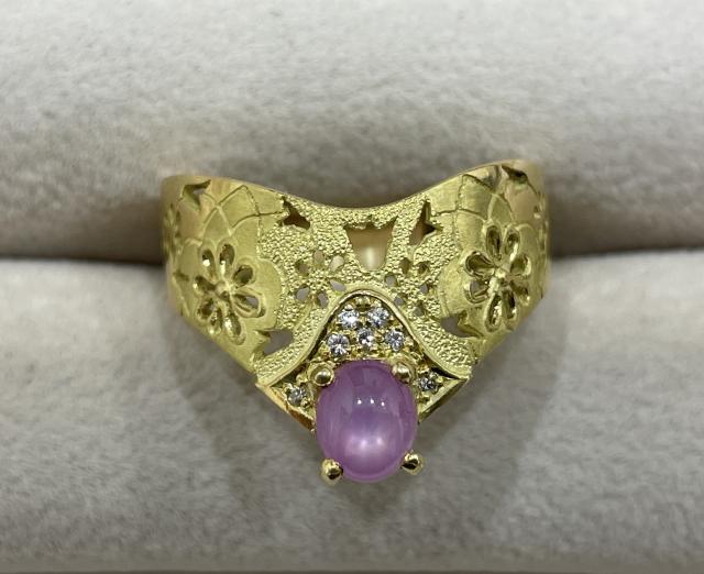 池田啓子 リング K18YG 6.1g ルビー 0.76ctダイヤ 0.05ct AKコレクション 15号