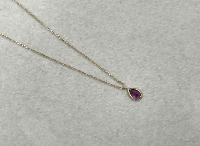 ネックレス K18YG 1.0g ガーネット 0.47ct