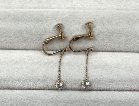 ヴァンドーム イヤリング K10PG 1.2g ホワイトトパーズ ダイヤ