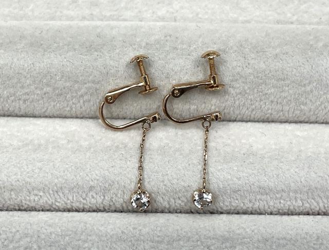 ヴァンドーム イヤリング K10PG 1.2g ホワイトトパーズ ダイヤ