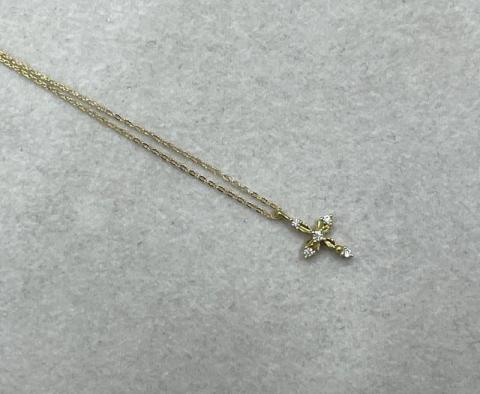 アーカー ネックレス K18YG 1.2g ダイヤ 0.05ct クロス
