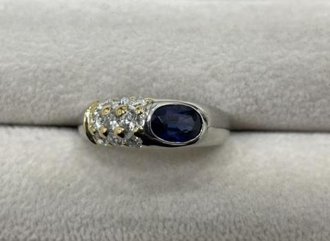リング Pt900/K18YG 7.0g サファイア 0.97ctダイヤ 0.54ct