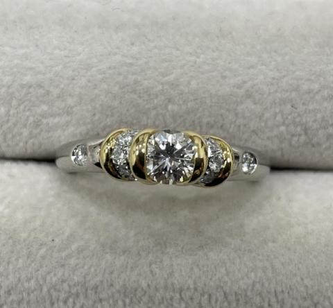 リング Pt900/K18YG 7.5g ダイヤ 0.506ct/0.20ct