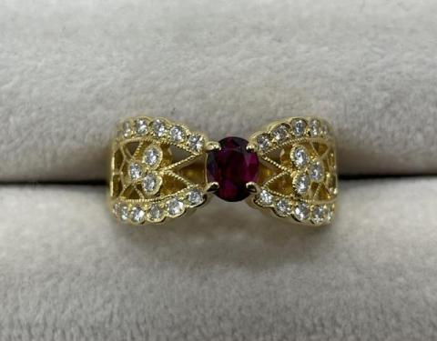 リング K18YG 6.9g ルビー 0.55ctダイヤ 0.47ct
