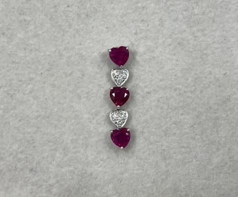 ペンダントトップ K18WG 1.6g ルビー 1.80ct ダイヤ 0.10ct