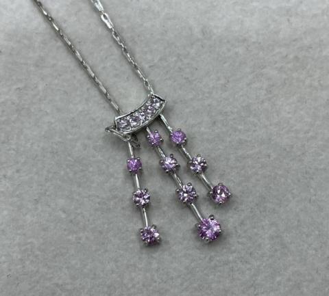 ネックレス K18WG 4.7g ピンクサファイア 0.269ct/1.156ct