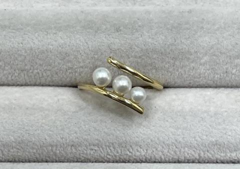 4℃ リング K18YG 2.2g 真珠 3.5-4.0mm