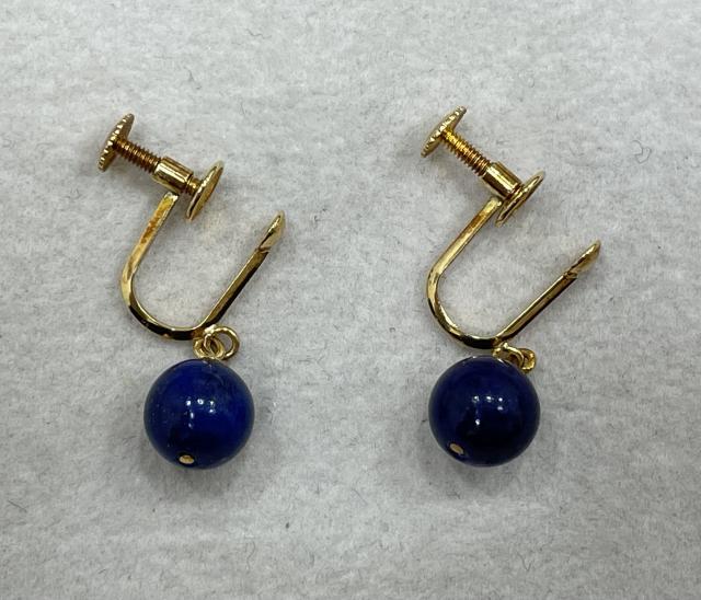 イヤリング K18YG 2.2g ラピスラズリ