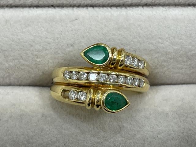 リング K18 8.5g エメラルド ダイヤ