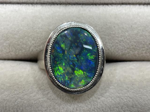 リング K18 9.1g ブラックオパール 4.63ct