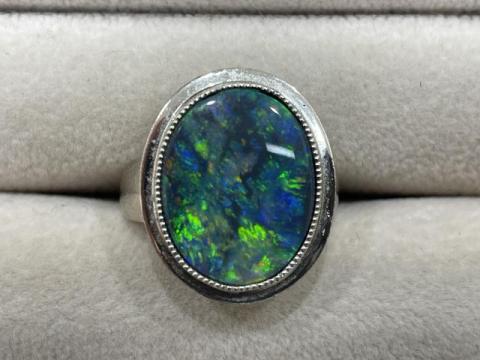 リング K18 9.1g ブラックオパール 4.63ct