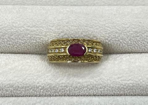 リング K18YG 5.6g ダイヤ 0.09ct ルビー 0.70ct