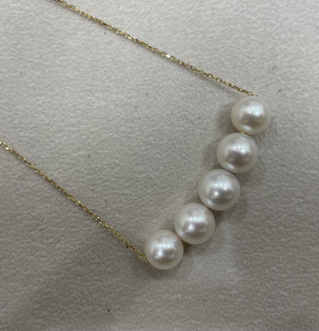 ネックレス K18YG 5.9g アコヤ真珠 4.6-8.5mm