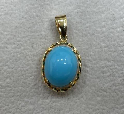 ペンダントトップ K18YG 1.2g ターコイズ 2.00ct