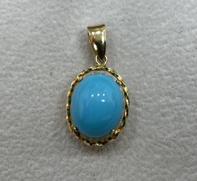 ペンダントトップ K18YG 1.2g ターコイズ 2.00ct