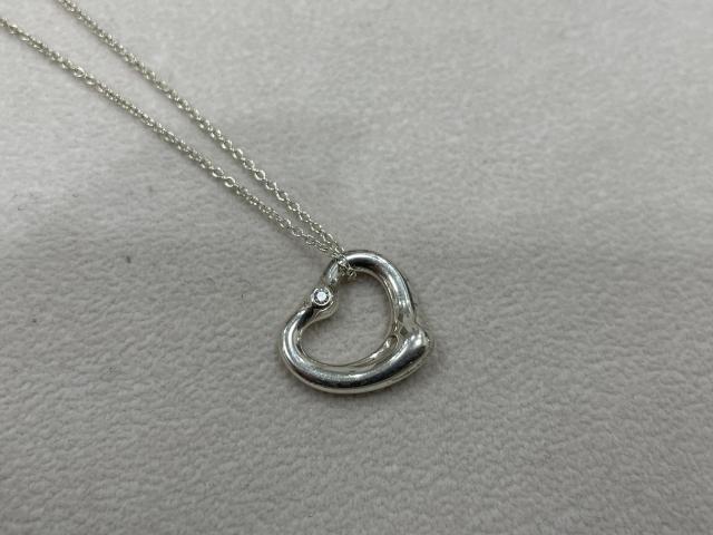 ティファニー オープンハート ネックレス シルバー925 3.2g ダイヤ
