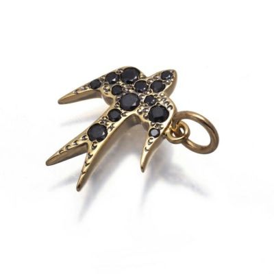 ポメラート ペンダントトップ ブラックダイヤ ドド ツバメ アニマル K18YG