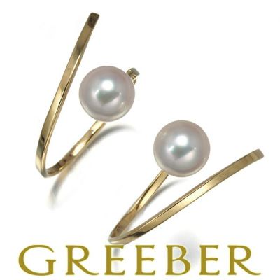 タサキ ピアス パール 真珠 8.2mm アファインバランス フープ K18YG