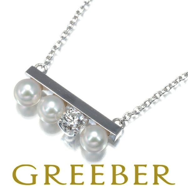 TASAKI タサキ ネックレス ベビーパール 真珠 3.8mm ダイヤ ダイヤモンド 0.13ct バランス プチ ソロ K18WG