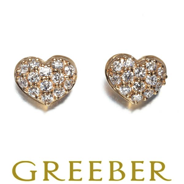 ポンテヴェキオ ピアス ダイヤ ダイヤモンド 0.12ct/0.12ct パヴェ ハート K18PG