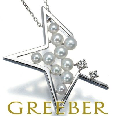 タサキ ネックレス 真珠 3.0-3.8mm ダイヤ ダイヤモンド 0.07ct アブストラクトスター スター K18WG 