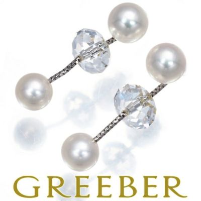 タサキ ピアス パール 真珠 6.4-6.8mm クリスタル ヴァリエ 2way K18WG 