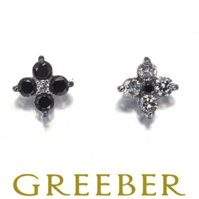 ポンテヴェキオ ピアス ブラック&クリアダイヤ ダイヤモンド 0.40ct フラワー K18WG
