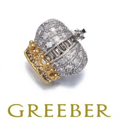 笠原真寿美 ペンダントトップ ダイヤ ダイヤモンド クラウン クロス K18WG/YG