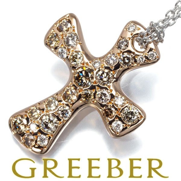 カシケイ ネックレス ダイヤ ダイヤモンド 1.10ct メランジェ クロス K18PG/WG