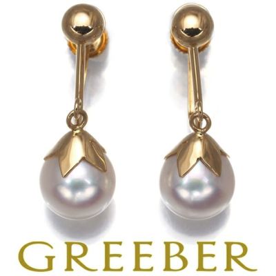 タサキ イヤリング パール 真珠 7.4mm 一粒 揺れる K18YG 