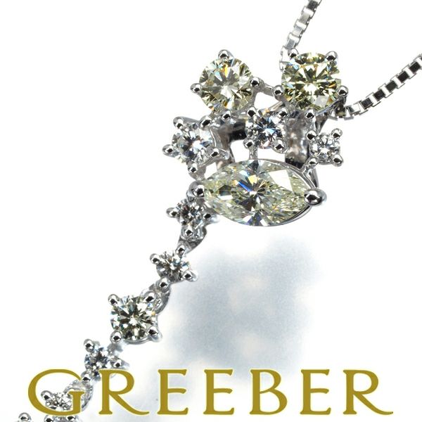 TASAKI タサキ ネックレス イエロー&クリア ダイヤ ダイヤモンド 0.84ct マーキス フラワー 2種カット K18WG