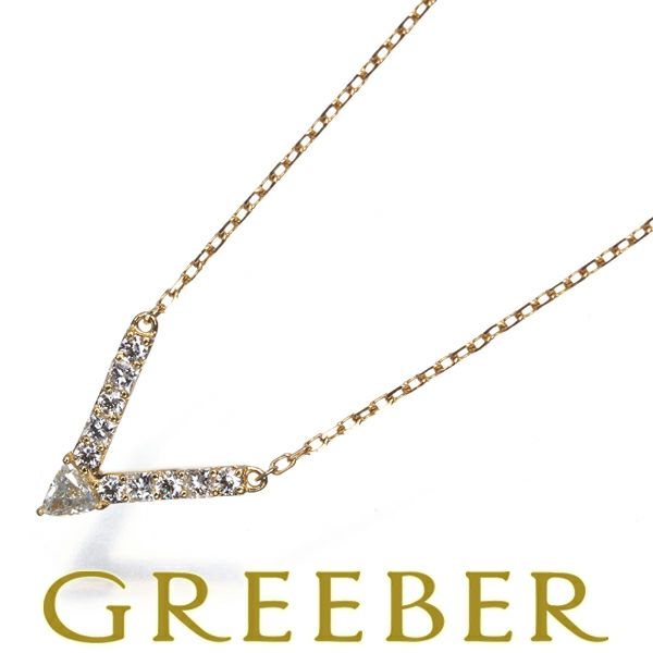 アーカー ネックレス ダイヤ ダイヤモンド 0.12ct Vチェーン K18YG