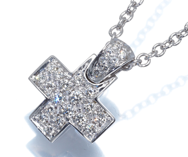 ポメラート ネックレス ダイヤモンド クロス K18WG