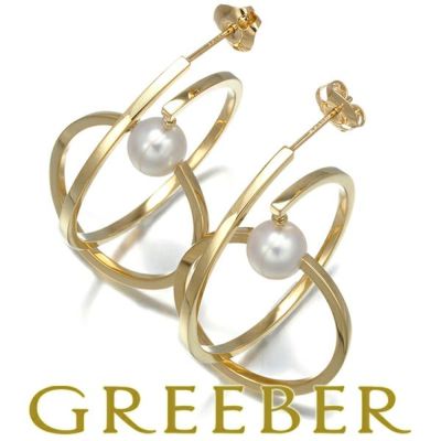 タサキ ピアス パール 真珠 7.6mm キネティック K18YG