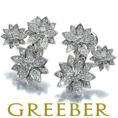 ヴァンクリーフ&アーペル ピアス ダイヤ ダイヤモンド ロータス 3フラワー K18WG