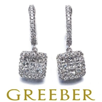 ポンテヴェキオ ピアス ダイヤ ダイヤモンド 0.83ct パヴェ 2種カット 揺れる K18WG